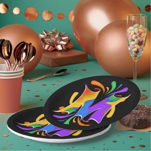 Rainbow Letter M Monogram Abstract Pappteller (Multi)