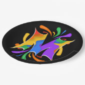 Rainbow Letter M Monogram Abstract Pappteller (Schrägansicht)