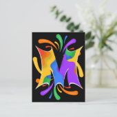 Rainbow Letter M Monogram Abstract Postkarte (Stehend Vorderseite)