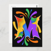 Rainbow Letter M Monogram Abstract Postkarte (Vorne/Hinten)
