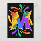 Rainbow Letter M Monogram Abstract Postkarte (Vorderseite)