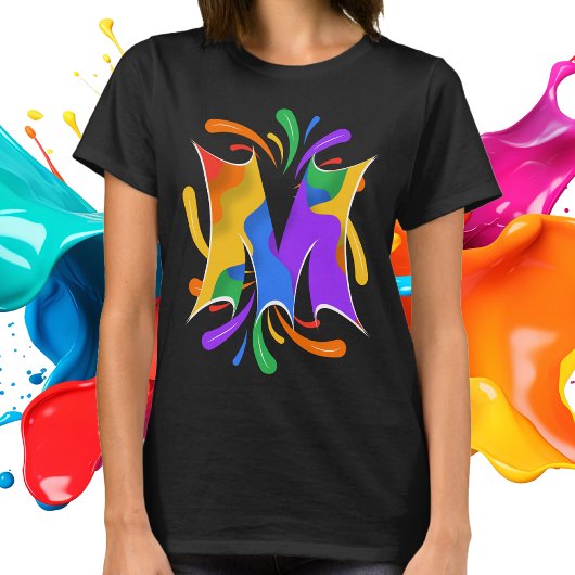 Rainbow Letter M Monogram Abstract T-Shirt