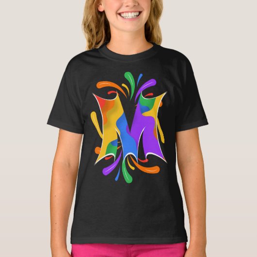 Rainbow Letter M Monogram Abstract T-Shirt (Vorderseite)