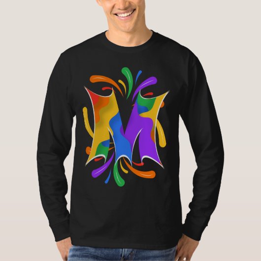 Rainbow Letter M Monogram Abstract T-Shirt (Vorderseite)