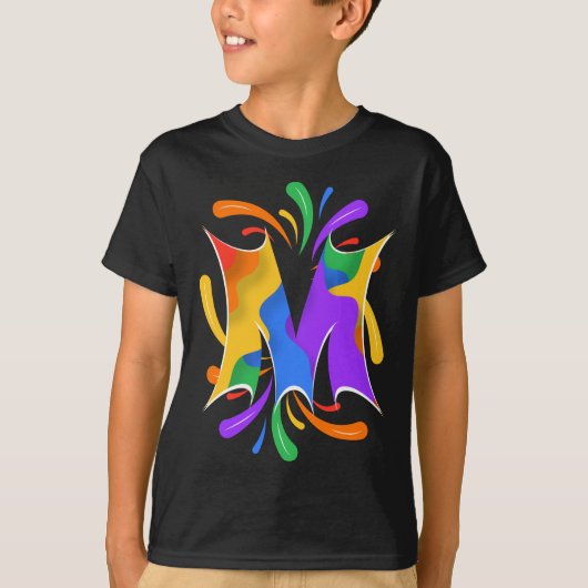 Rainbow Letter M Monogram Abstract T-Shirt (Vorderseite)