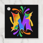 Rainbow Letter M Monogram Abstrakt Geschenkanhänger (Vorderseite)