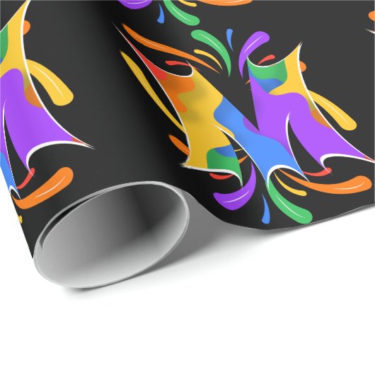 Rainbow Letter M Monogram Abstrakt Geschenkpapier (Rolleneckpunkt)