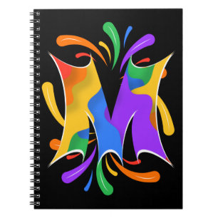 Rainbow Letter M Monogram Abstrakt Notizblock
