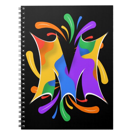 Rainbow Letter M Monogram Abstrakt Notizblock (Vorderseite)