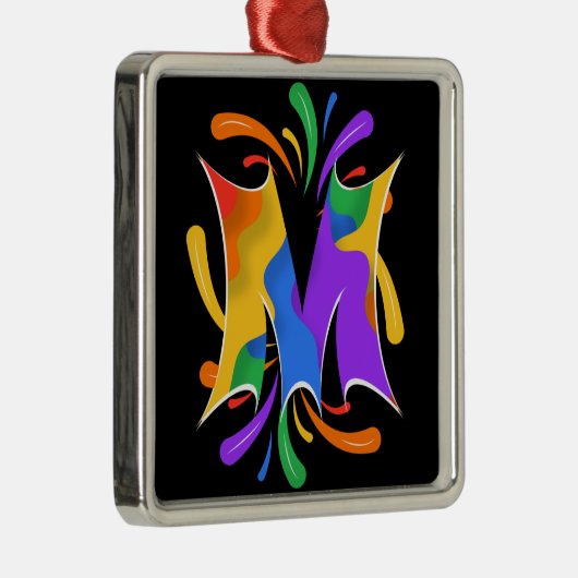 Rainbow Letter M Monogram Abstrakt Ornament Aus Metall (Rechts)