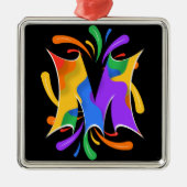 Rainbow Letter M Monogram Abstrakt Ornament Aus Metall (Vorne)