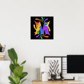 Rainbow Letter M Monogram Abstrakt Poster (Heimbüro)
