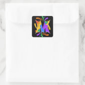 Rainbow Letter M Monogram Abstrakt Quadratischer Aufkleber (Tasche)