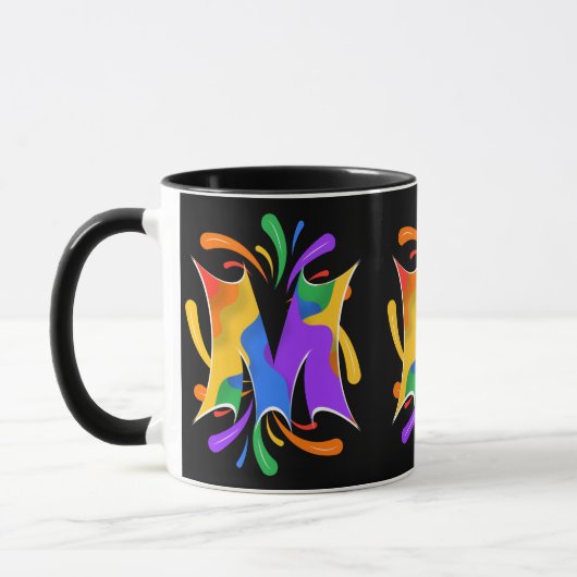 Rainbow Letter M Monogram Abstrakt Tasse (Links)