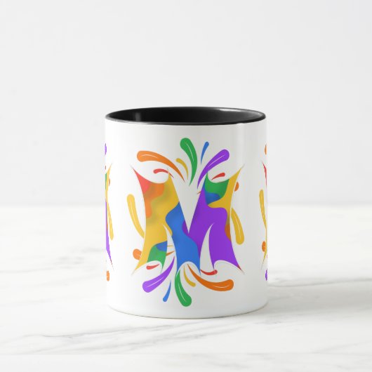 Rainbow Letter M Monogram Abstrakt Tasse (Zentrum)