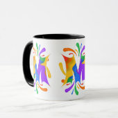 Rainbow Letter M Monogram Abstrakt Tasse (Vorderseite Links)