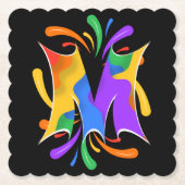 Rainbow Letter M Monogram Abstrakt Untersetzer (Vorderseite)