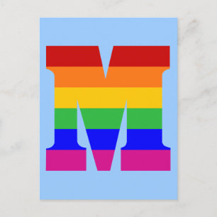 Rainbow Letter M Postkarte