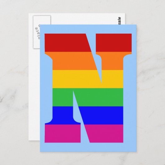 Rainbow Letter N Postkarte (Vorne/Hinten)
