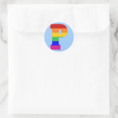 Rainbow Letter P Runder Aufkleber (Tasche)