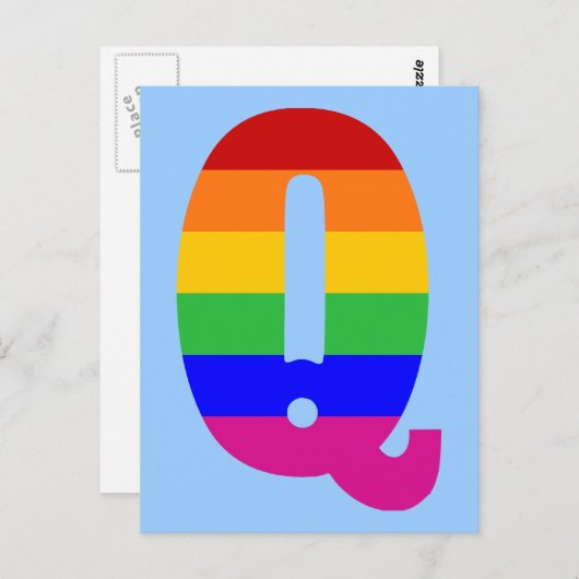 Rainbow Letter Q Postkarte (Vorne/Hinten)