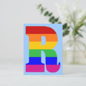 Rainbow Letter R Postkarte (Stehend Vorderseite)