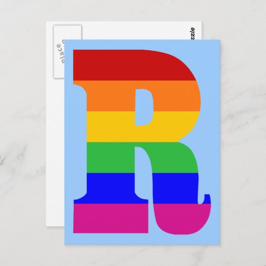 Rainbow Letter R Postkarte (Vorne/Hinten)