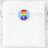 Rainbow Letter S Runder Aufkleber (Tasche)