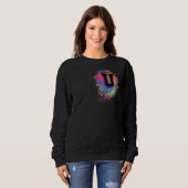 Rainbow Letter U Initial Mit Monogramm Farbige Ros Sweatshirt (Vorne ganz)