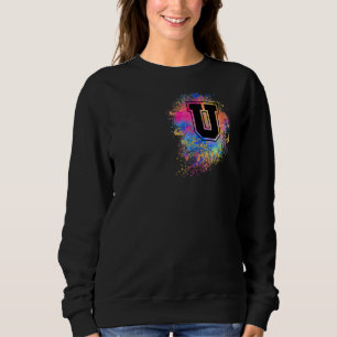 Rainbow Letter U Initial Mit Monogramm Farbige Ros Sweatshirt