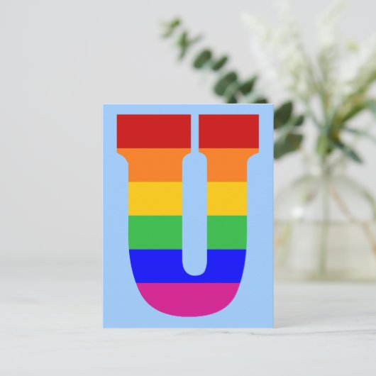 Rainbow Letter U Postkarte (Stehend Vorderseite)
