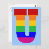 Rainbow Letter U Postkarte (Vorne/Hinten)