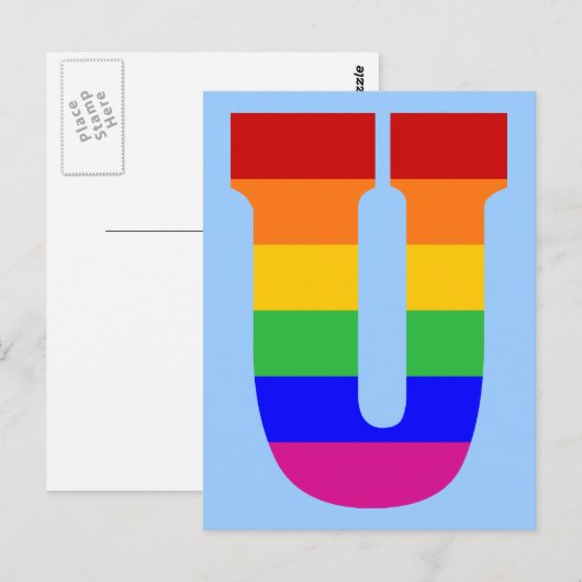 Rainbow Letter U Postkarte (Vorne/Hinten)