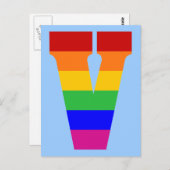 Rainbow Letter V Postkarte (Vorne/Hinten)