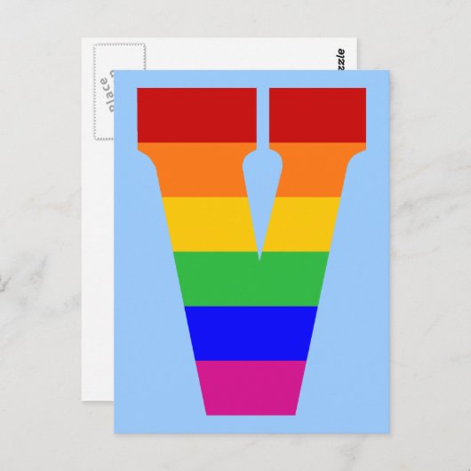 Rainbow Letter V Postkarte (Vorne/Hinten)