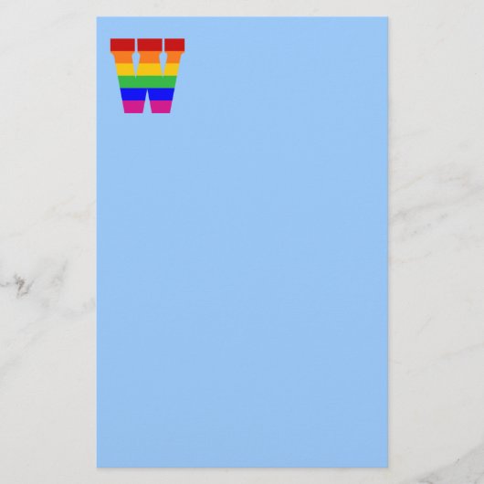Rainbow Letter W Briefpapier (Vorderseite)