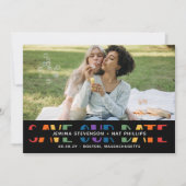 Rainbow Letters Black LGBTQ+ Typografy Foto Gerett Save The Date (Vorderseite)