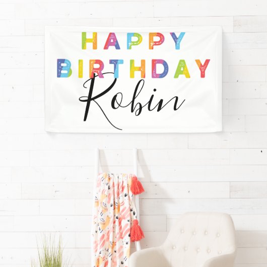 Rainbow Letters Simple Style Personalisiert Geburt Banner (Insitu)
