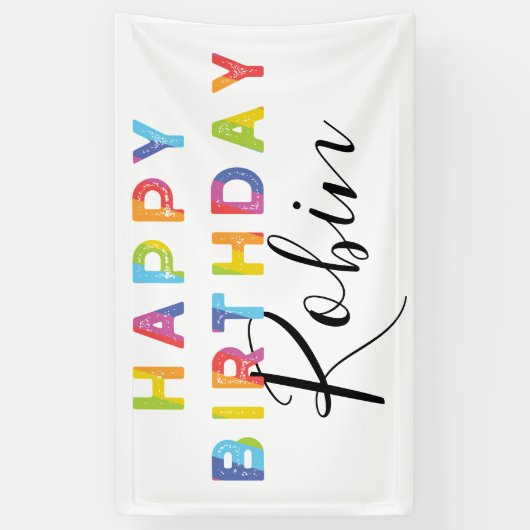 Rainbow Letters Simple Style Personalisiert Geburt Banner (Vertikal)