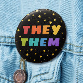 Rainbow Letters Starry Sky Them Trans Pronouns Button