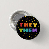 Rainbow Letters Starry Sky Them Trans Pronouns Button (Vorne & Hinten)