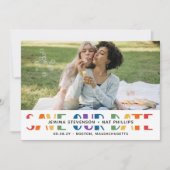 Rainbow Letters White LGBTQ+ Typografy Foto Save The Date (Vorderseite)