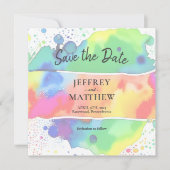 Rainbow LGBT Gay Lesbian Wasserfarbe Save the Date (Vorderseite)