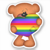 Rainbow LGBT Gay Pride Teddy Bear Liebe Aufkleber (Vorderseite)