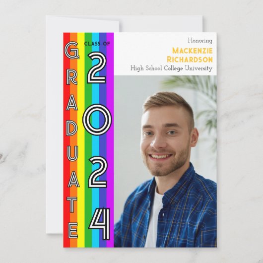 Rainbow LGBT Graduation Party Photo Einladung (Vorderseite)