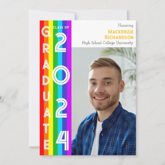 Rainbow LGBT Graduation Party Photo Einladung (Vorderseite)