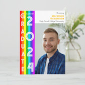 Rainbow LGBT Graduation Party Photo Einladung (Stehend Vorderseite)
