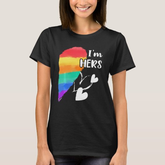 Rainbow Lgbt Heart Ich bin ihr für Paare Gay Lesbi T-Shirt (Vorderseite)