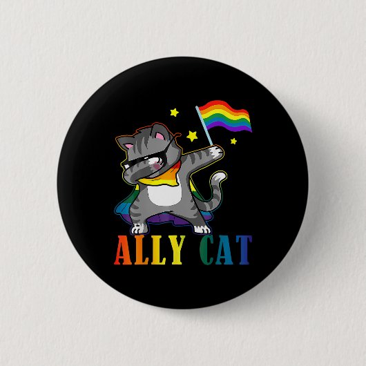 Rainbow Lgbt Lesbian Pride Funny Cat Dabbing Button (Vorderseite)