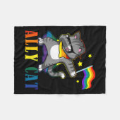 Rainbow Lgbt Lesbian Pride Funny Cat Dabbing Fleecedecke (Vorderseite (Horizontal))